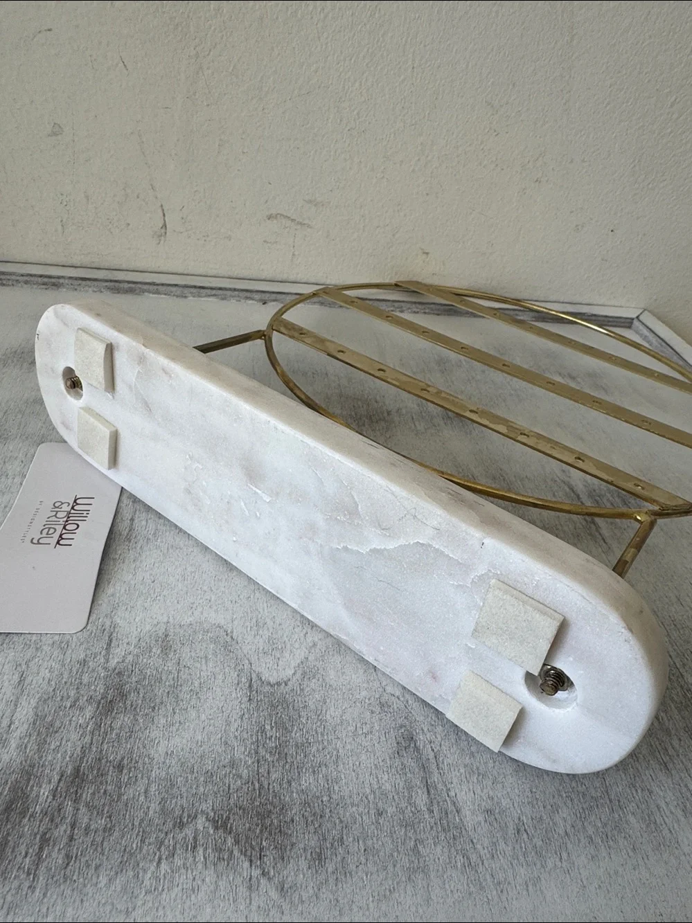 Willow & Riley Gold Tone Metal Earring Display Stand W Marble base